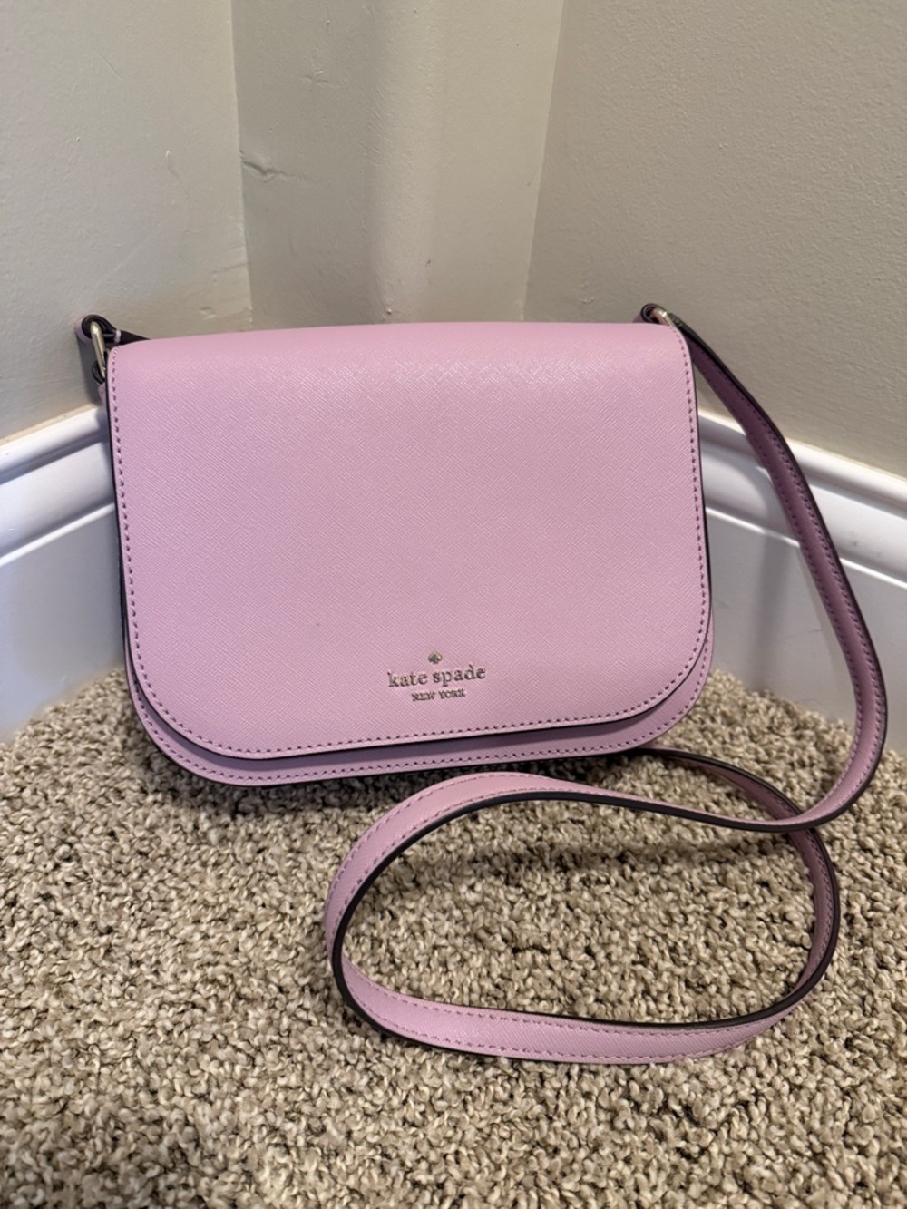 Kate Spade Lavendar Saffiano Leather Crossbody with Adjustable Strap
